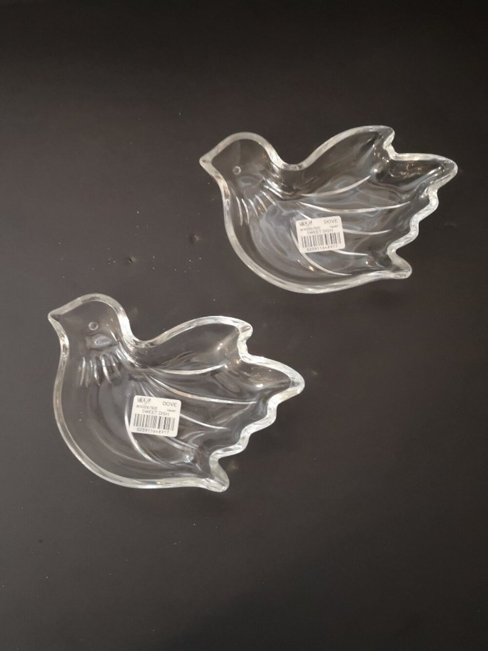 Mikasa Crystal Clear Dove Shape Sweet Dish #WX029/502 Set of 2 NIB 6.5" Long